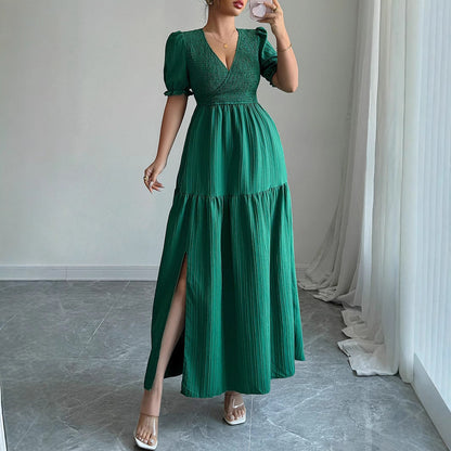 Deep V High Sense Dress Women's Clothing Grayceful LLC