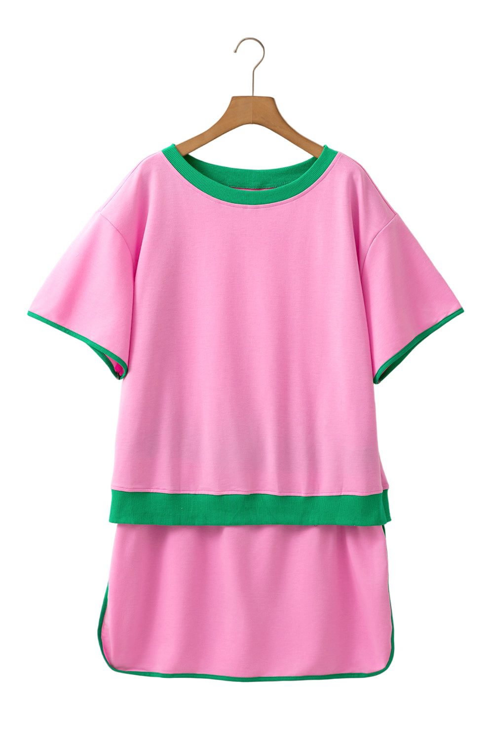 Bonbon Plus Size Contrast Trim T Shirt and Skirt Two Piece Set Garden Naked Curves