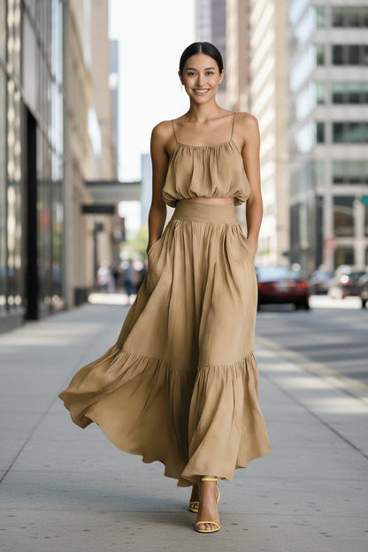 Women’s Two-Piece Flared Skirt Set – High-Waist Elegant Outfit FitiqueFit