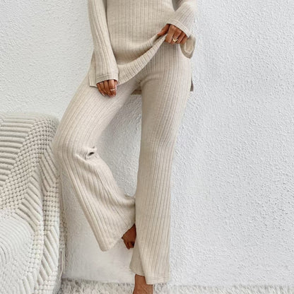 Women’s Ribbed V‑Neck Top & Pants Set FitiqueFit