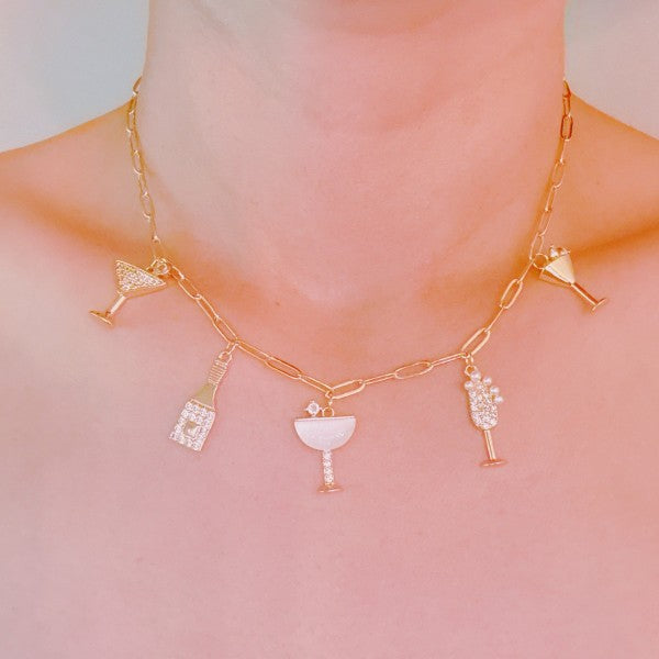 Cheers To Happiness Multi Charm Necklace Shop Style & More | Fresh Looks, Everyday Deals & Free Shipping