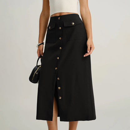 Elegant Design Straight Skirt Retro Front Slit Slimming Skirt Women Grayceful LLC