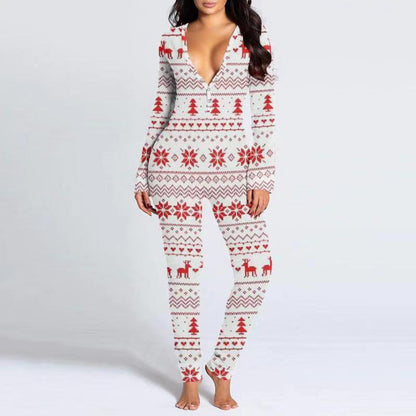 Printed Button Tight Jumpsuit For Women Grayceful LLC