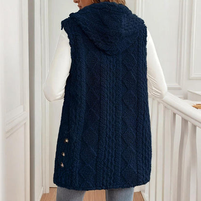 Women's Textured Sleeveless Hooded Vest FitiqueFit