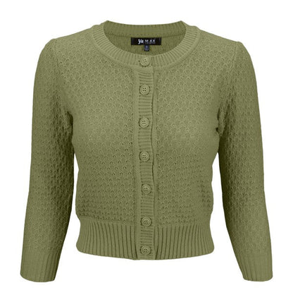3/4 Sleeve Cute Pattern Cropped Cardigan Sweater Shop Style & More | Fresh Looks, Everyday Deals & Free Shipping