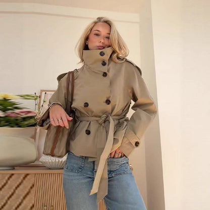 Women’s Lace-Up Waist Trench Coat FitiqueFit