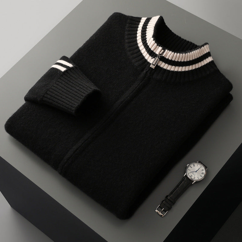 Men's Half-high Collar Knitted Slim-fitting All-matching Striped Sweater Grayceful LLC