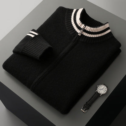 Men's Half-high Collar Knitted Slim-fitting All-matching Striped Sweater Grayceful LLC