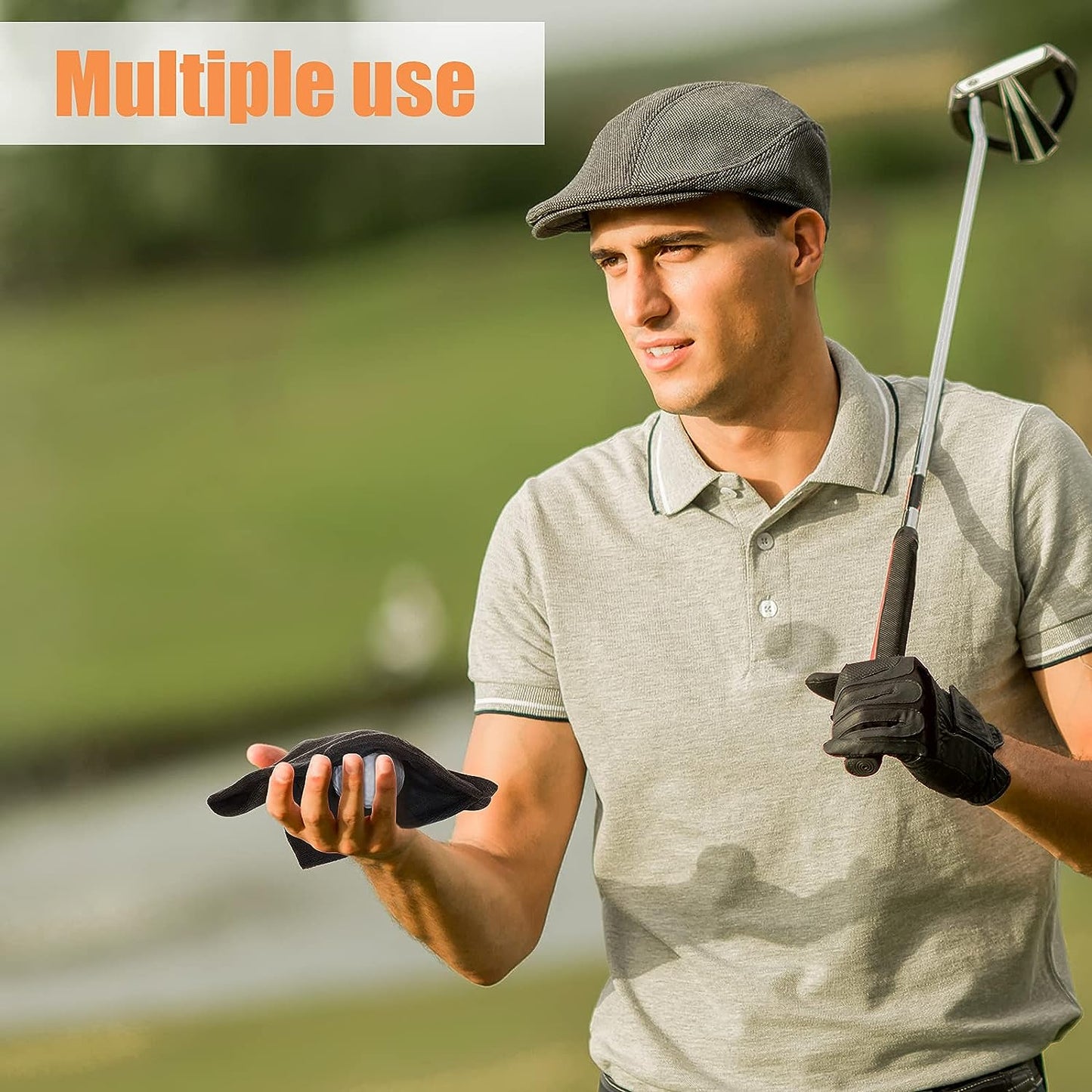 2 Pieces Golf Ball Towel 5.5 X 5.5 Inch Black Golf Wet and Dry Golf Towel Pocket Golf Towel with Clip Ball Towel Golf Ball Towel for Golf Course Exercise Towel