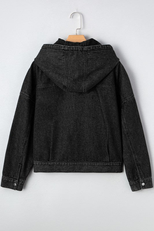Denim Chest Pocket Drop Shoulder Hooded Jacket See size chart under “more details” The Fashion Celestial