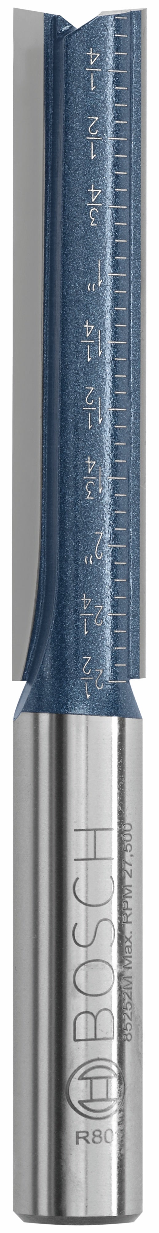 BOSCH 85252MC 1/2 In. x 2-1/2 In. Carbide-Tipped Double-Flute Straight Router Bit VM Hardware