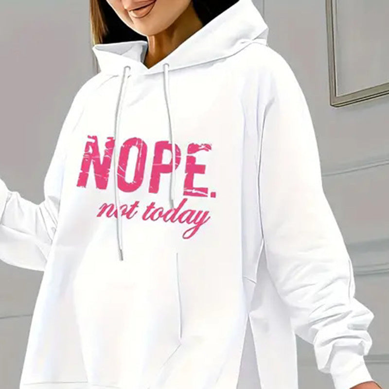 Casual 2-Piece Set Solid Color Leggings & Letter Print Hooded Sweatshirt FitiqueFit