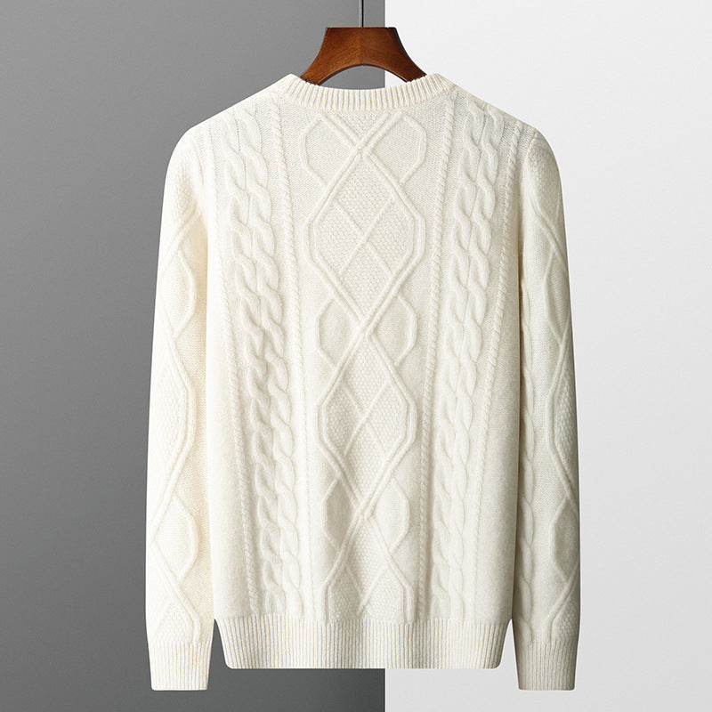 Men's Pullover Twist Round Neck Base Knitwear Loose-fitting Oversized Sweater Grayceful LLC