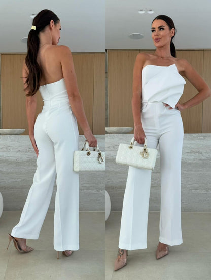 Candy-Colored Bodycon Halterneck Backless High-Waist Wide-Leg Jumpsuit FitiqueFit