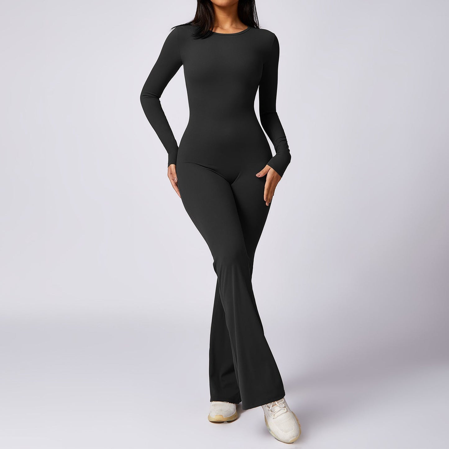 Leisure Horn Long Sleeve Yoga Jumpsuit Tight Quick-drying Sports Workout Grayceful LLC