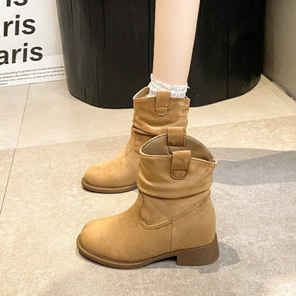 Women’s Suede Chunky Heel Slimming Ankle Boots FitiqueFit