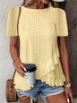 Women’s Casual Solid Color Short Sleeve Crew Neck Top FitiqueFit