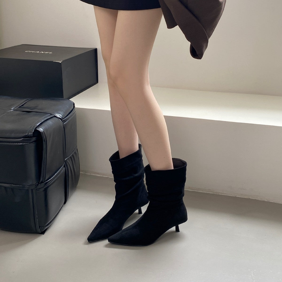 Pointed Toe Mid-Calf High Heel Boots for Women FitiqueFit
