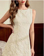 Women's Jacquard Sleeveless Midi Dress – Slim Fit French Minimalist Style FitiqueFit