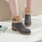 Women's Warm Faux Fur Lined Boots, Slip On Block Heeled Ankle Boots, Women's Footwear NovaCart