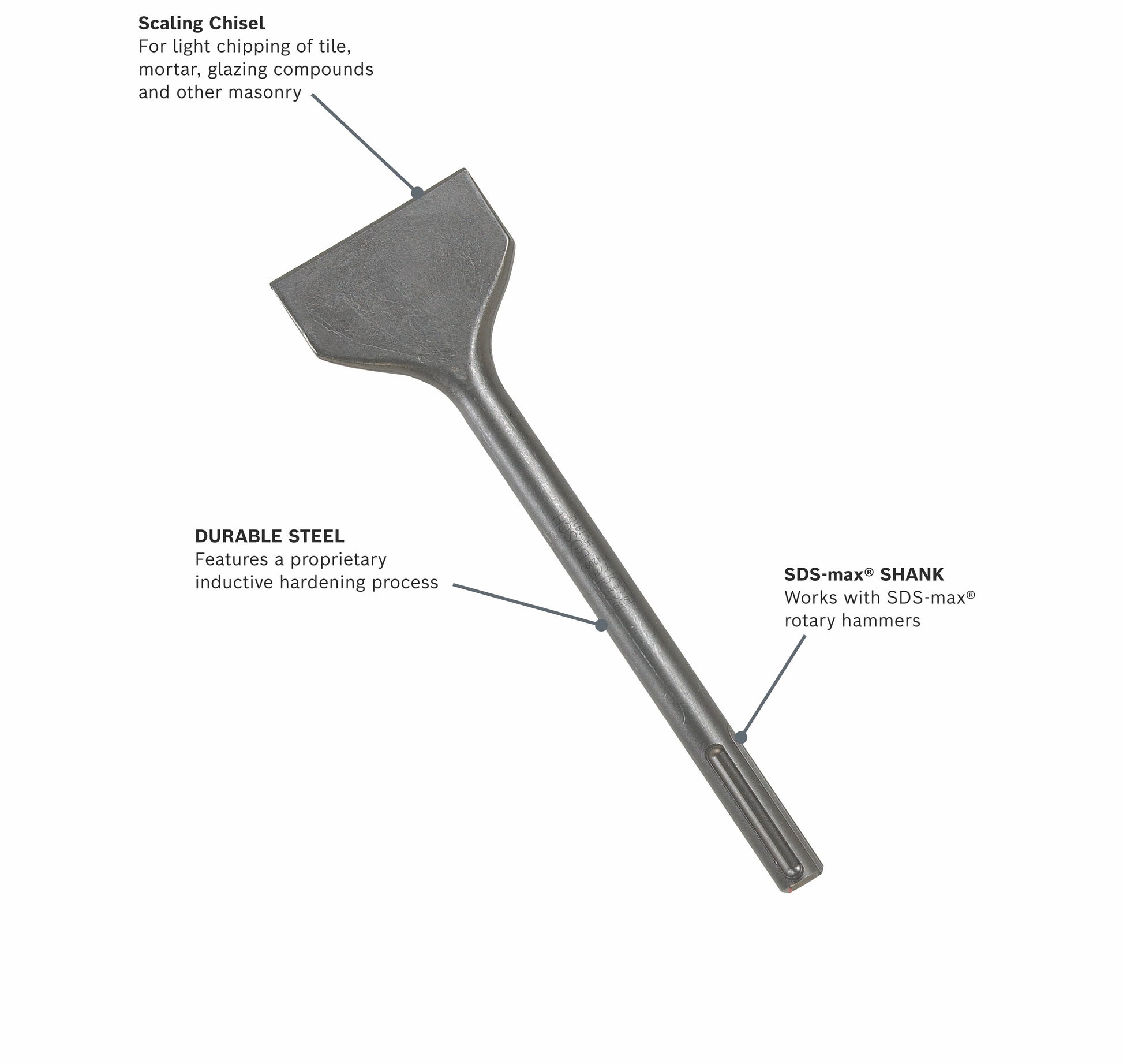 BOSCH HS1910 3 In. x 12 In. Scaling Chisel SDS-max® Hammer Steel VM Hardware