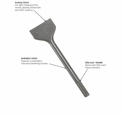 BOSCH HS1910 3 In. x 12 In. Scaling Chisel SDS-max® Hammer Steel VM Hardware