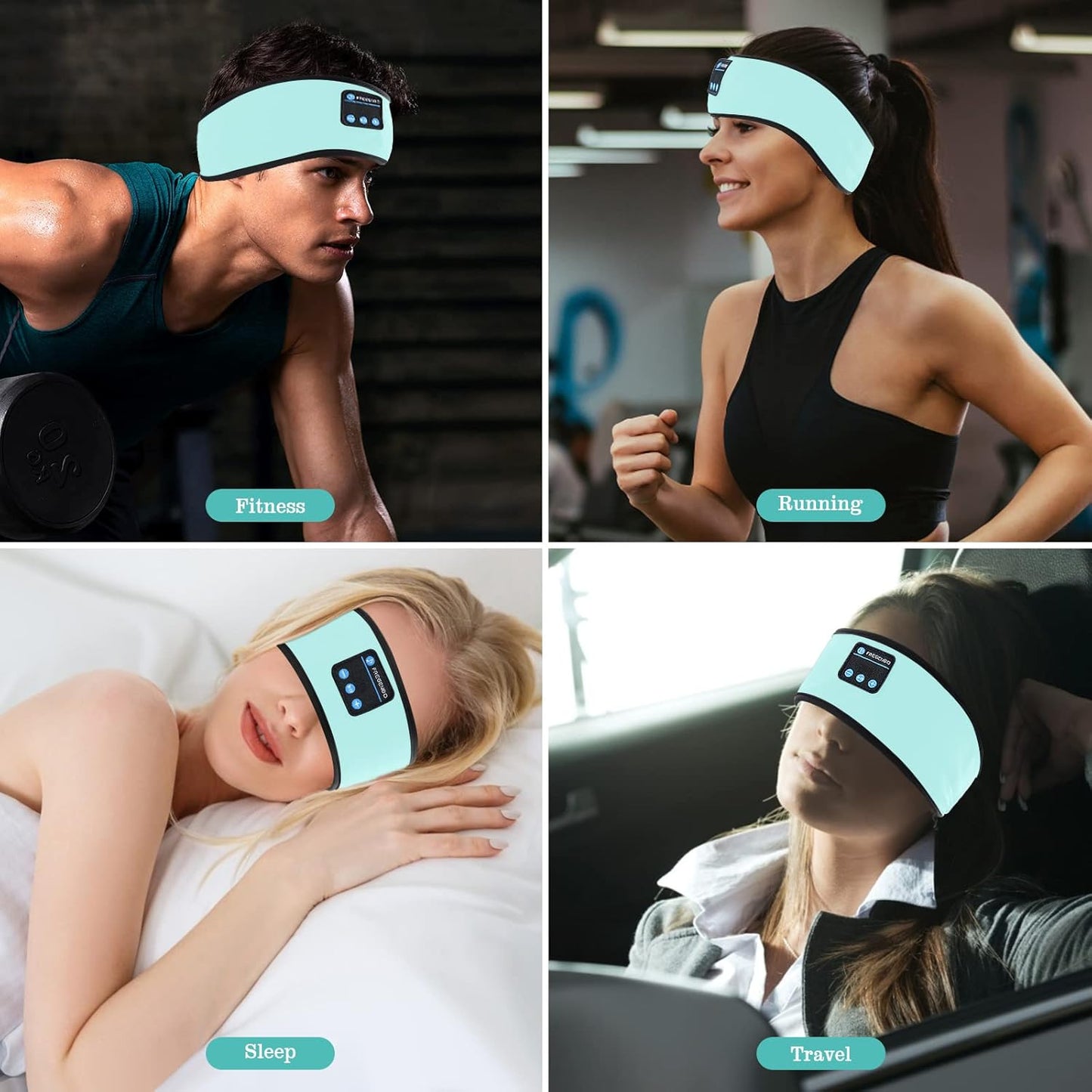 Sleep Headphones Headband, Wireless Music Sports Headband Headphones with Ultra-Thin HD Stereo Speakers, Workout Sport Headphones for Running Yoga Meditation, Comfortable for Side Sleepers