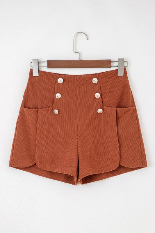 Corduroy Scalloped Edge High Waist Shorts See size chart under “more details” The Fashion Celestial