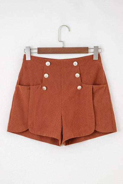 Corduroy Scalloped Edge High Waist Shorts See size chart under “more details” The Fashion Celestial