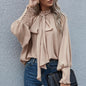 Ins Long-sleeved Blouse Bowknot Puff Sleeves Fashion Commuter Office Tops Women's Clothing See size chart under “more details” The Fashion Celestial