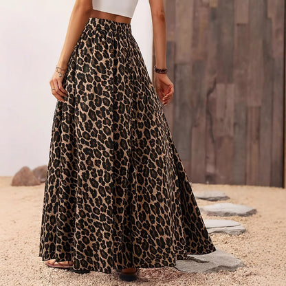 High Waist Midi Skirt Fabric Leopard Print Grayceful LLC