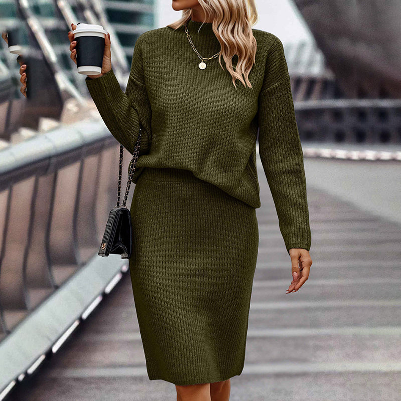 Women's Two Piece Set - Pullover Sweater & Bodycon Skirt Cozy Outfit FitiqueFit