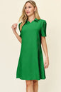 Double Take Full Size Texture Collared Neck Short Sleeve Dress West2East Surf