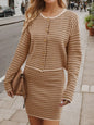 Striped Long Sleeve Top and Skirt Set See size chart under “more details” The Fashion Celestial