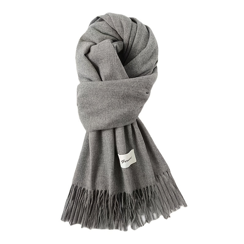 Solid Color Tassel Scarf, Hand Wash Only, Elegant Fringe Shawl for Women, Fashion Accessory NovaCart