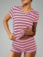 Striped Knit Short Sleeve Top & Shorts Set New Era Fashion LLc