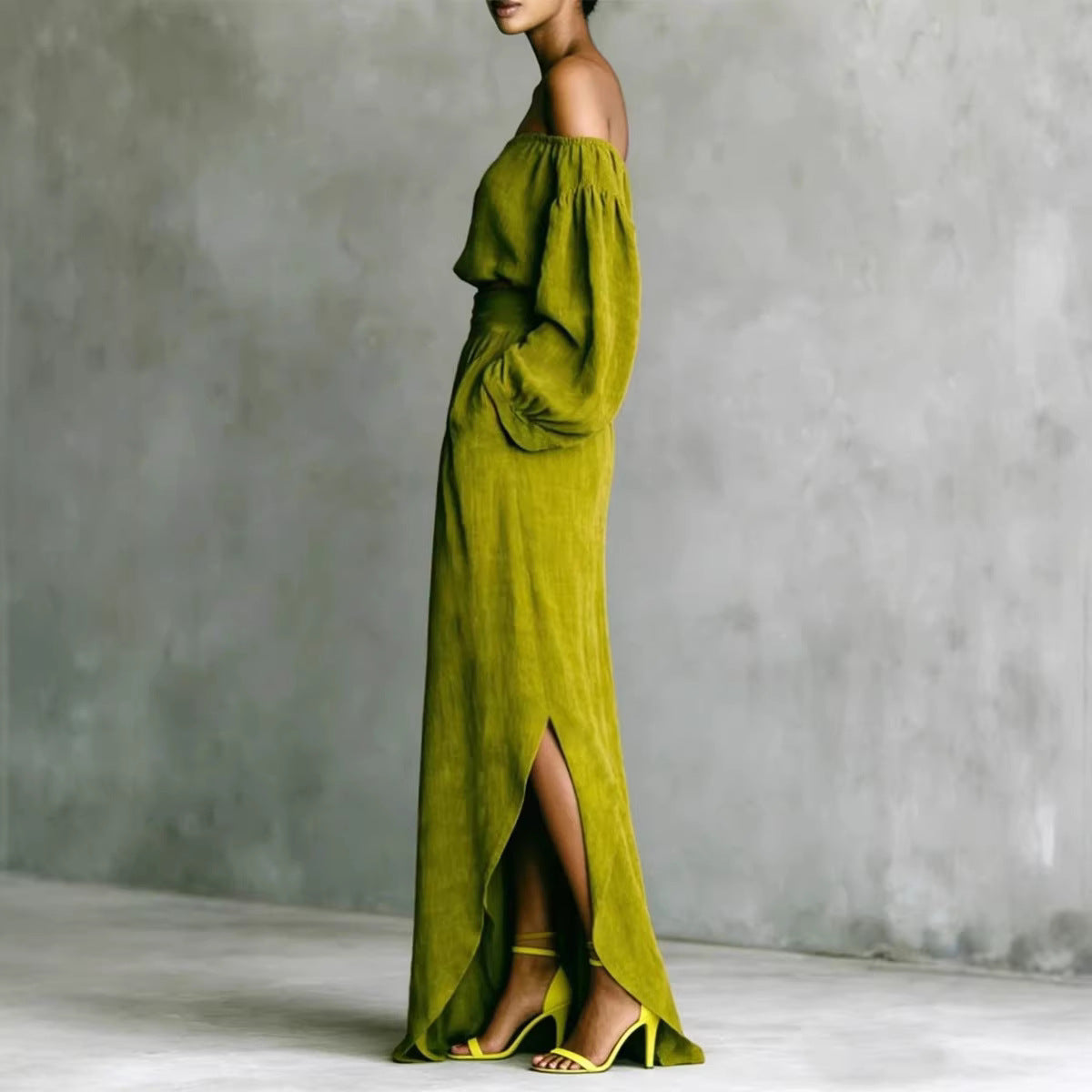 Off-Shoulder Top & Asymmetrical Maxi Skirt Set – Women's 2-Piece Outfit FitiqueFit