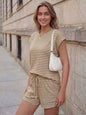 Striped Round Neck Tee and Shorts Set New Era Fashion LLc