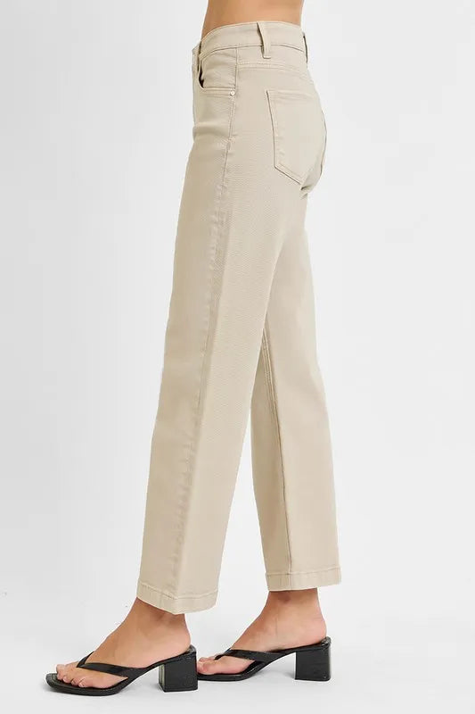 RISEN Full Size Tummy Control Mid Rise Ankle Straight Jeans Plus Size West2East Surf