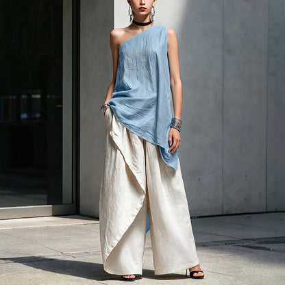 Women's One-Shoulder Asymmetric Sleeveless Top FitiqueFit