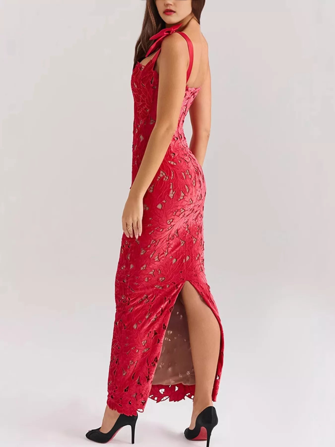 Slit Tie Shoulder Maxi Dress New Era Fashion LLc