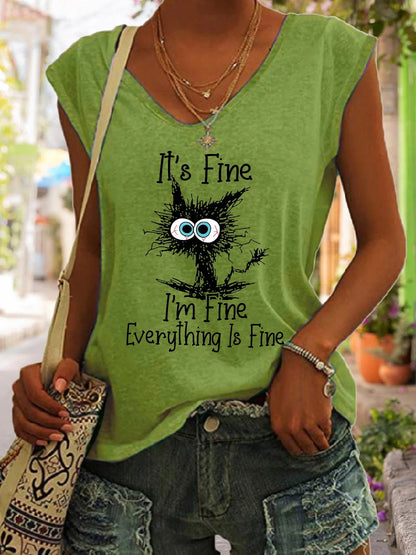 Women's V-Neck Printed Short Sleeve Loose Top – 14 Colors S–4XL FitiqueFit