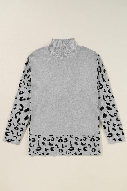 Leopard Mock Neck Side Slit Sweater Shop Style & More | Fresh Looks, Everyday Deals & Free Shipping