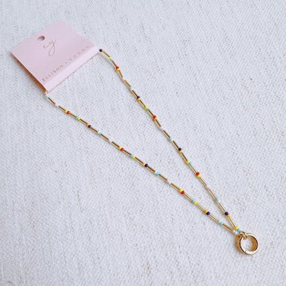 Dainty Color Bead Front Lock Necklace Shop Style & More | Fresh Looks, Everyday Deals & Free Shipping