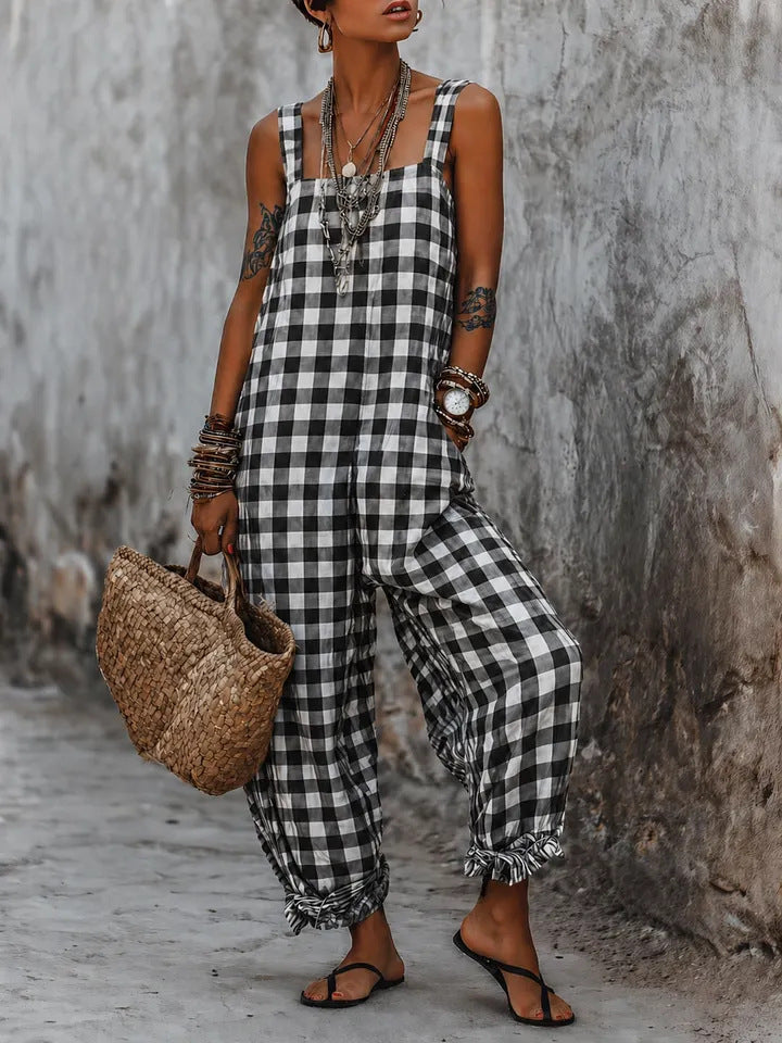 Linen Blend Sleeveless High-Waist Wide-Leg Overalls Jumpsuit – 5 Colors S–3XL FitiqueFit