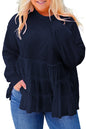 Pink Frill Tiered Patchwork Ribbed Trim Flowy Plus Size Top Garden Naked Curves