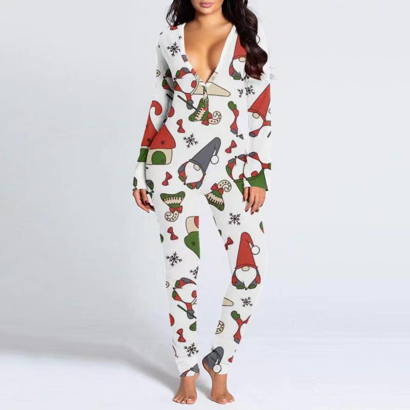 Printed Button Tight Jumpsuit For Women Grayceful LLC