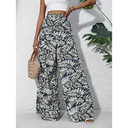 Women’s Printed High‑Waist Wide‑Leg Palazzo Pants FitiqueFit
