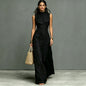 Women's Stand-Collar Single-Breasted Sleeveless Midi Dress FitiqueFit