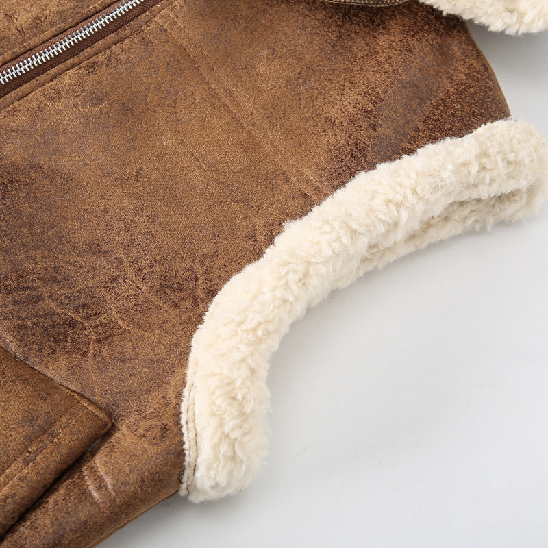 Men's Faux Fur-Lined Hooded Vest, Thickened and -Lined, Fashionable Windproof and Warm Outer Jacket for Men NovaCart